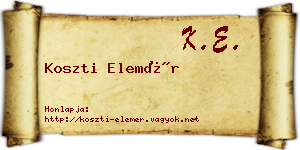 Koszti Elemér névjegykártya